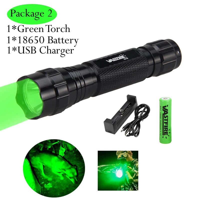 5000lm Led White Tactical Hunting Flashlight Weapon Gun Light +Rifle Scope Airsoft Mount+Switch+18650+USB Charger+Box