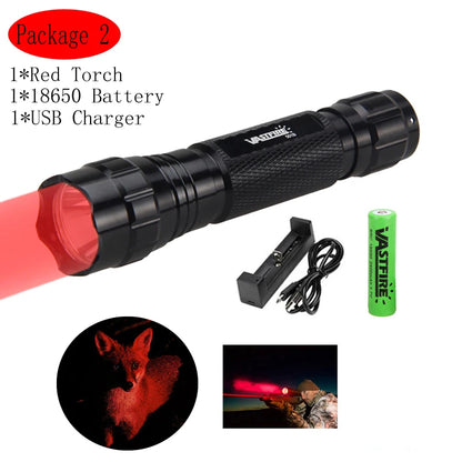 5000lm Led White Tactical Hunting Flashlight Weapon Gun Light +Rifle Scope Airsoft Mount+Switch+18650+USB Charger+Box