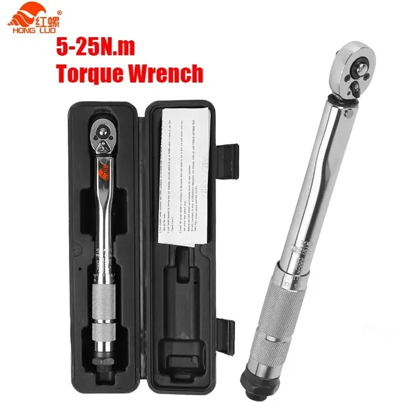 5-25N.m Micrometer Car Motorbike Disassembly Tool Professional Adjustable Torque Wrench 1/4'' Drive Spanner Hand Tool 3/8Adapter