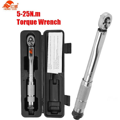 5-25N.m Micrometer Car Motorbike Disassembly Tool Professional Adjustable Torque Wrench 1/4'' Drive Spanner Hand Tool 3/8Adapter