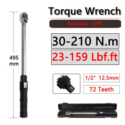 Torque Wrench N.m Lbf.ft Double unit scale 10-330N.m 3/8 1/2 Adjustable and Replaceable head Motorcycle Car Repair Tools