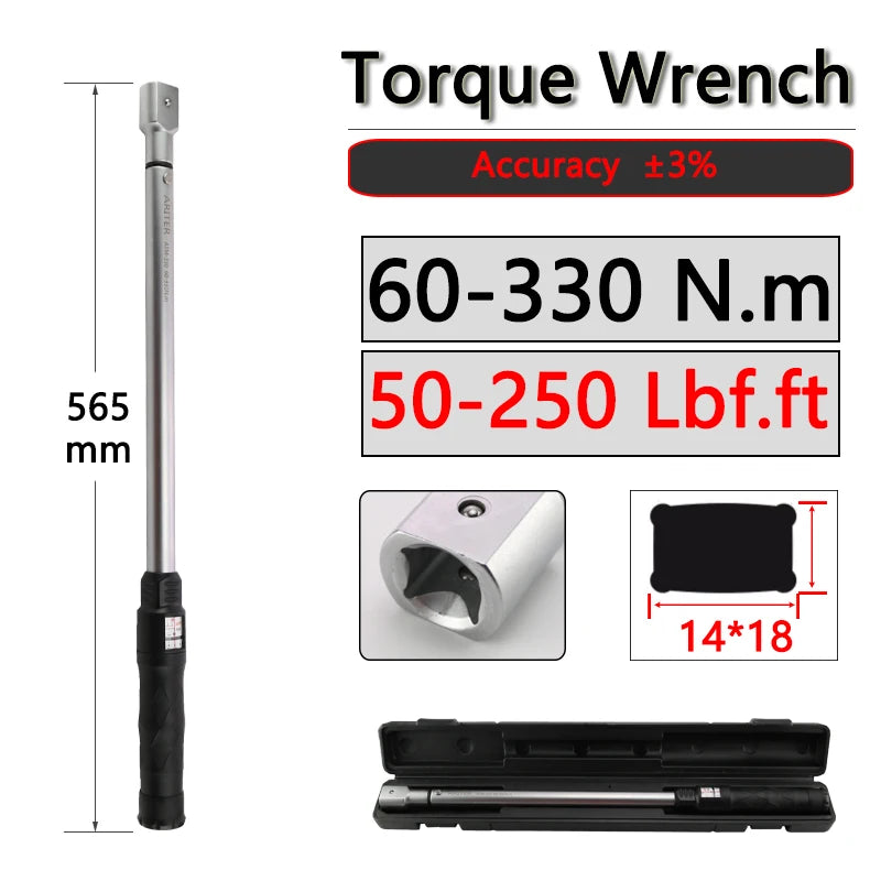 Torque Wrench N.m Lbf.ft Double unit scale 10-330N.m 3/8 1/2 Adjustable and Replaceable head Motorcycle Car Repair Tools