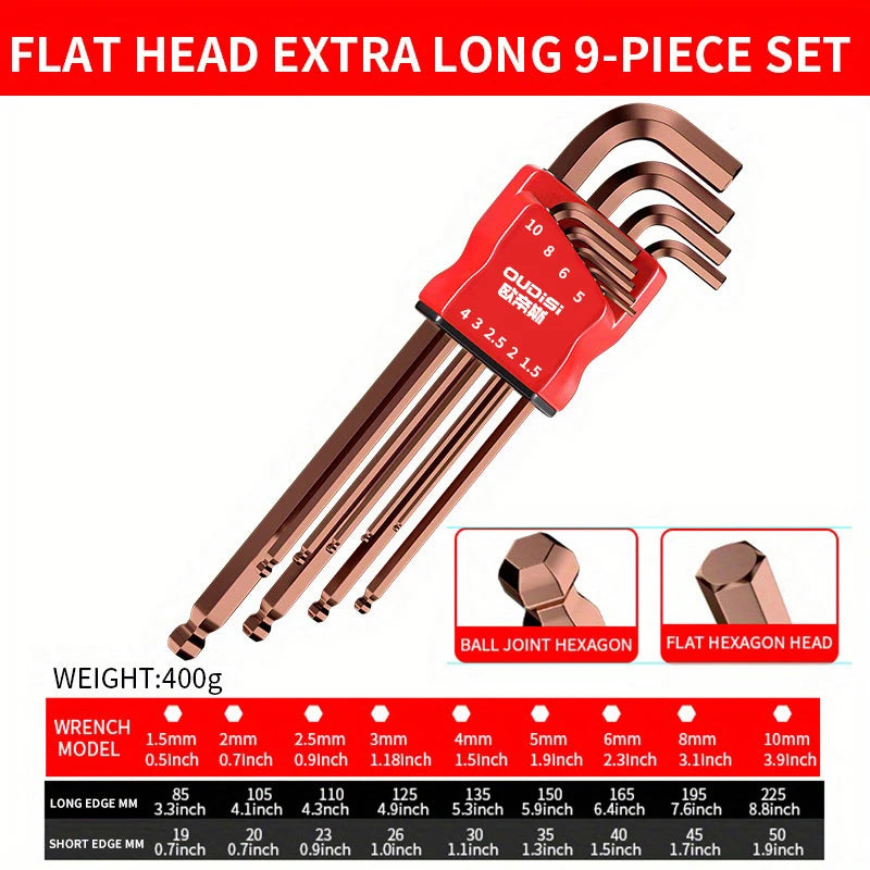 Hexagonal wrench screwdriver set, universal with socket. Suitable for motorcycle and bicycle hexagonal key set