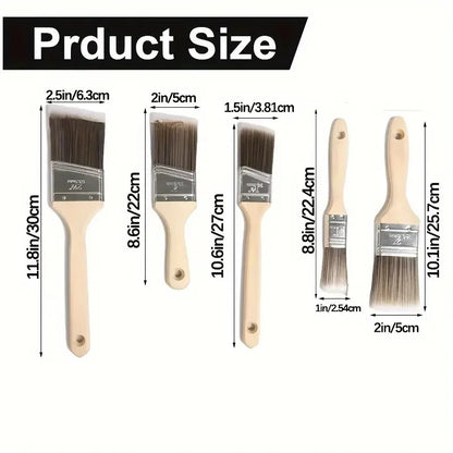 5pcs Paint Brush Set Home Improvement Interior & Exterior Corner Brushes For Latex Paints Lacquers Stains Painting Supplies Tool