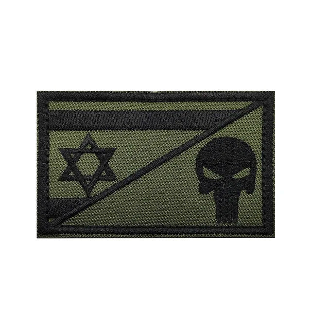 Army green Israel Iron Sword military Embroidered Badge Tactical Stickers On Clothing With Hook And Loop