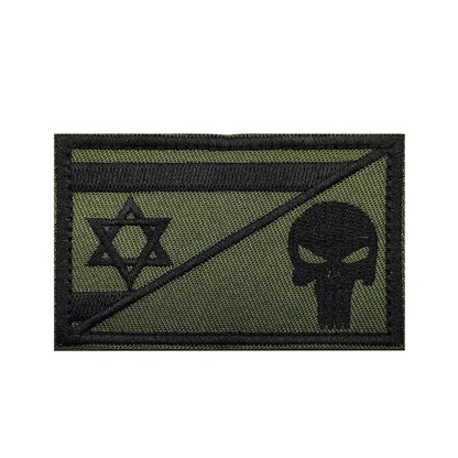 Army green Israel Iron Sword military Embroidered Badge Tactical Stickers On Clothing With Hook And Loop