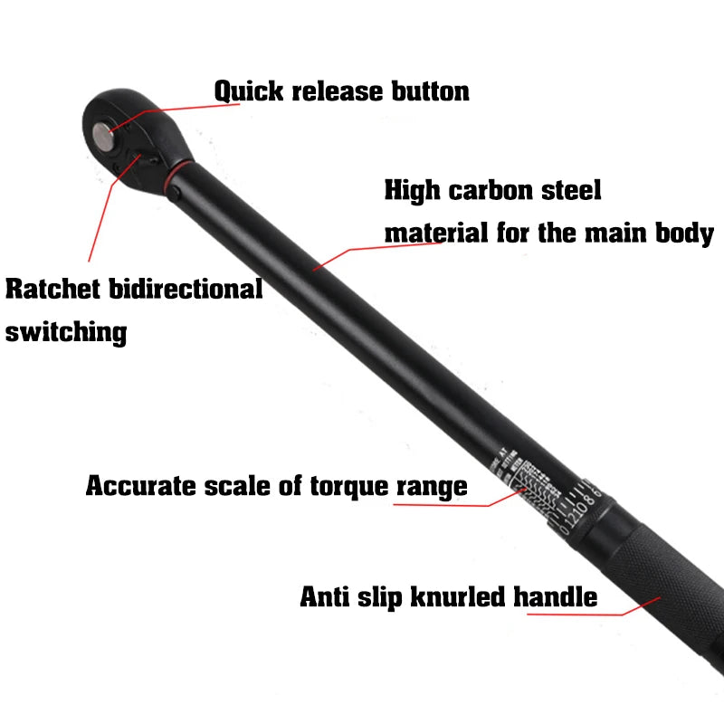 Torque Wrench 1/2'' 3/8'' 1/4'' Square Drive Preset Bicycle Torques Key Two-way Ratchet Car Bike Automotive Hand Tools