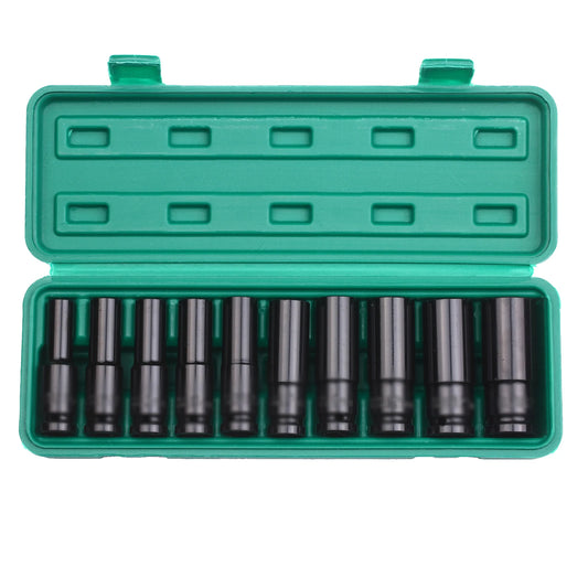 1/2Inch Drive 6-Point Impact Socket Set 10-Piece Metric Sizes 8-24mm Carbon Steel Impact Socket Set with Hard Storage Box