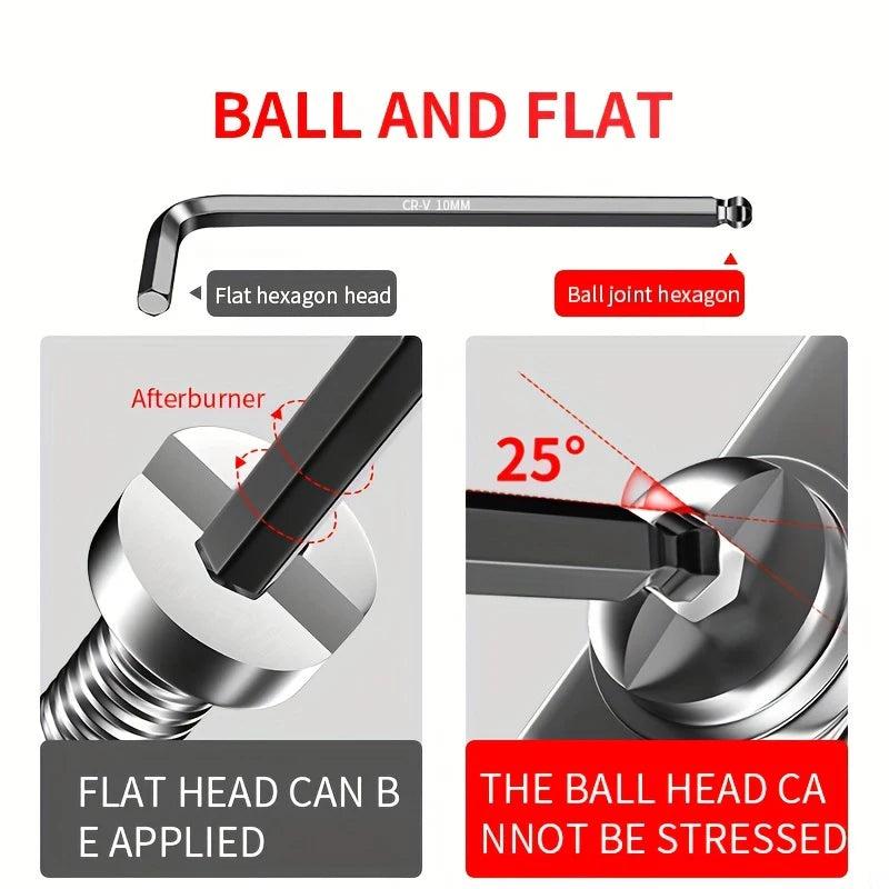 Hexagonal wrench screwdriver set, universal with socket. Suitable for motorcycle and bicycle hexagonal key set