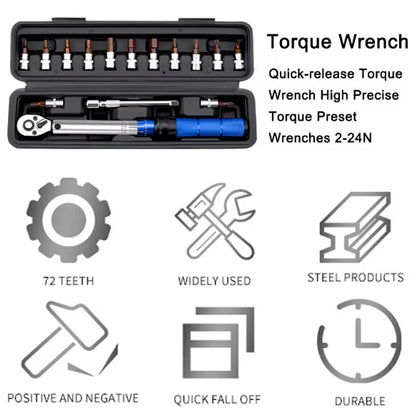 Quick-release Torque Wrench Repairing Tool High Precise Torque Preset Wrenches 2-24N.m Torque Adjustable 1/4inch Ratchet Wrench