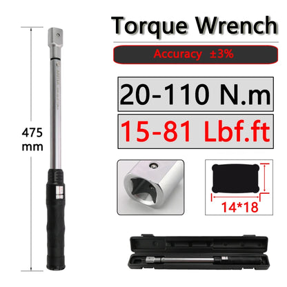 Torque Wrench N.m Lbf.ft Double unit scale 10-330N.m 3/8 1/2 Adjustable and Replaceable head Motorcycle Car Repair Tools