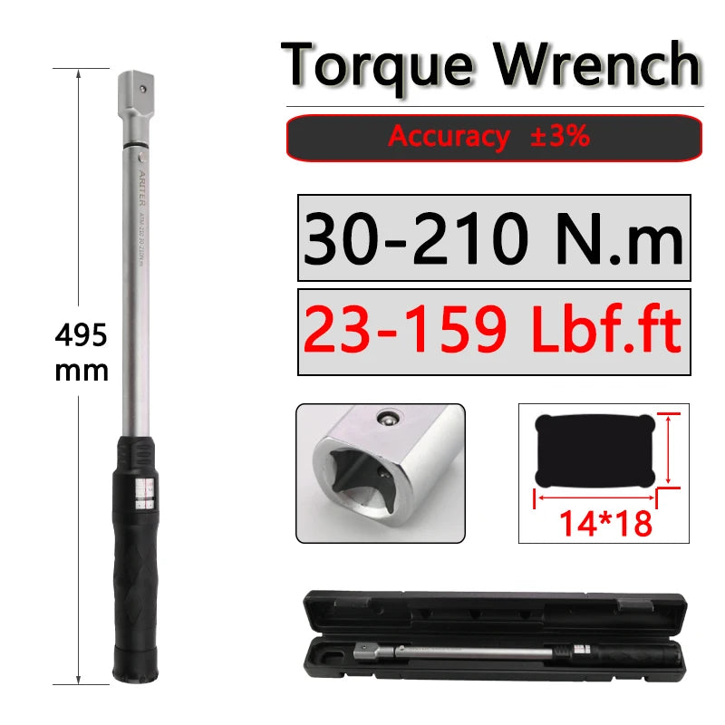 Torque Wrench N.m Lbf.ft Double unit scale 10-330N.m 3/8 1/2 Adjustable and Replaceable head Motorcycle Car Repair Tools