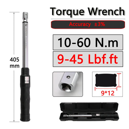 Torque Wrench N.m Lbf.ft Double unit scale 10-330N.m 3/8 1/2 Adjustable and Replaceable head Motorcycle Car Repair Tools