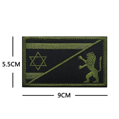 Army green Israel Iron Sword military Embroidered Badge Tactical Stickers On Clothing With Hook And Loop