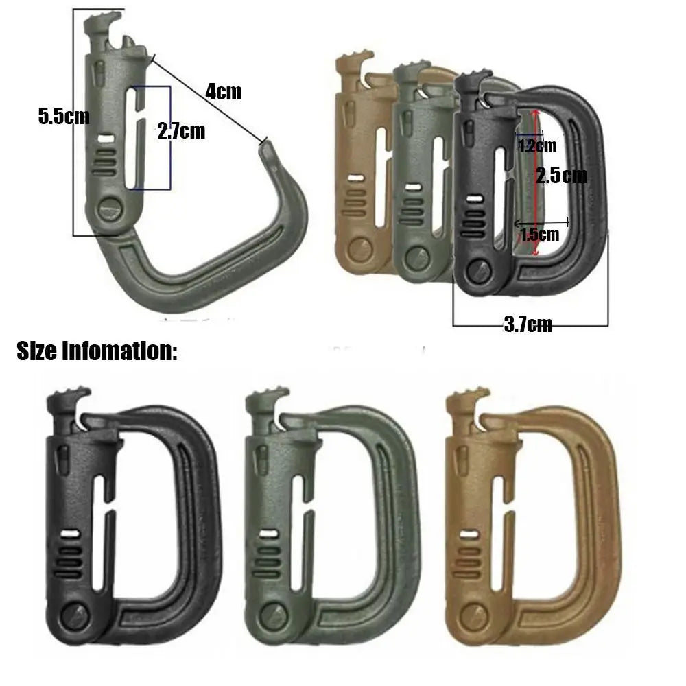 1/2/5Pcs Attach Plasctic Shackle Carabiner D-ring Clip Molle Webbing Backpack Buckle Snap Lock Grimlock Camp Hike Mountain climb