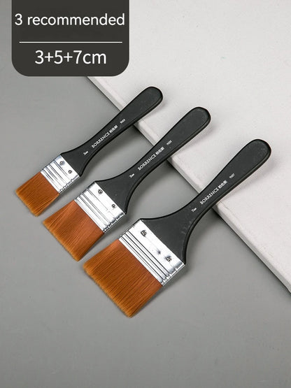 Borrence 1/2/3/5pcs Memory Nylon Paint Brushes Set for Acrylic Oil Drawing Watercolor Wooden Painting Brush Tools Art Supplies