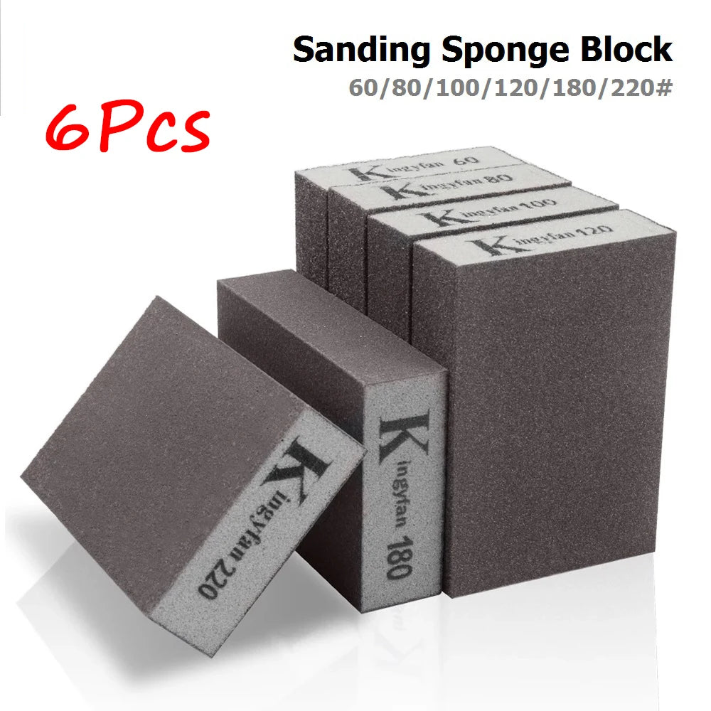 6Pcs/Set Wall Grinding Descaling Clean Sand 60-220# Sanding Sponges Polishing Blocks Brush Brick Washable Wood Metal Derusting