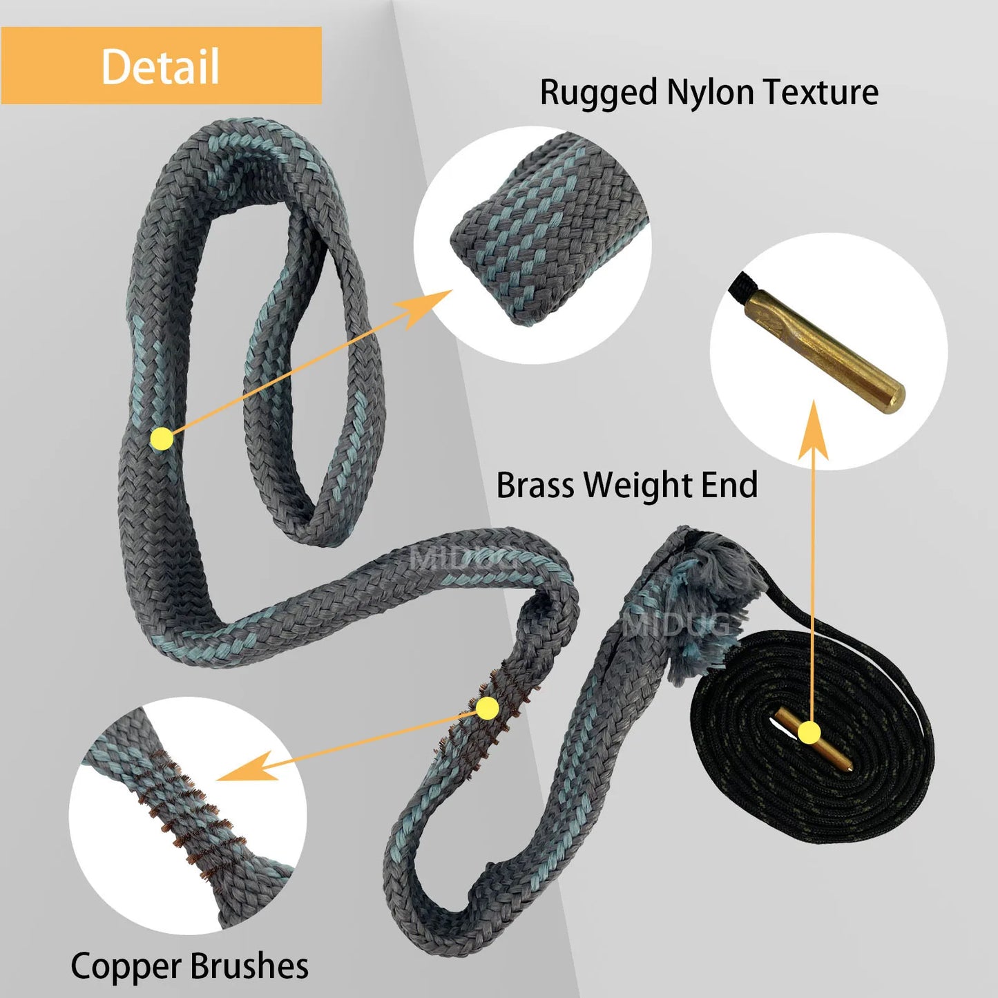 MIDUG .50 Cal .54 Caliber Gun Cleaning Kit Bore Cleaner Snake for Long Ranger Rifle Gun Weapon Clean