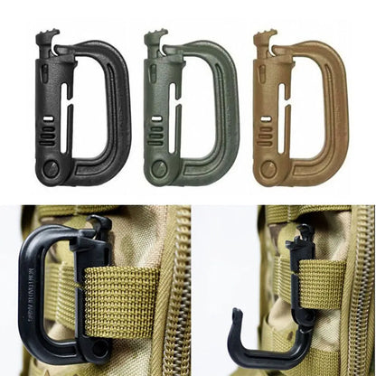 1/2/5Pcs Attach Plasctic Shackle Carabiner D-ring Clip Molle Webbing Backpack Buckle Snap Lock Grimlock Camp Hike Mountain climb