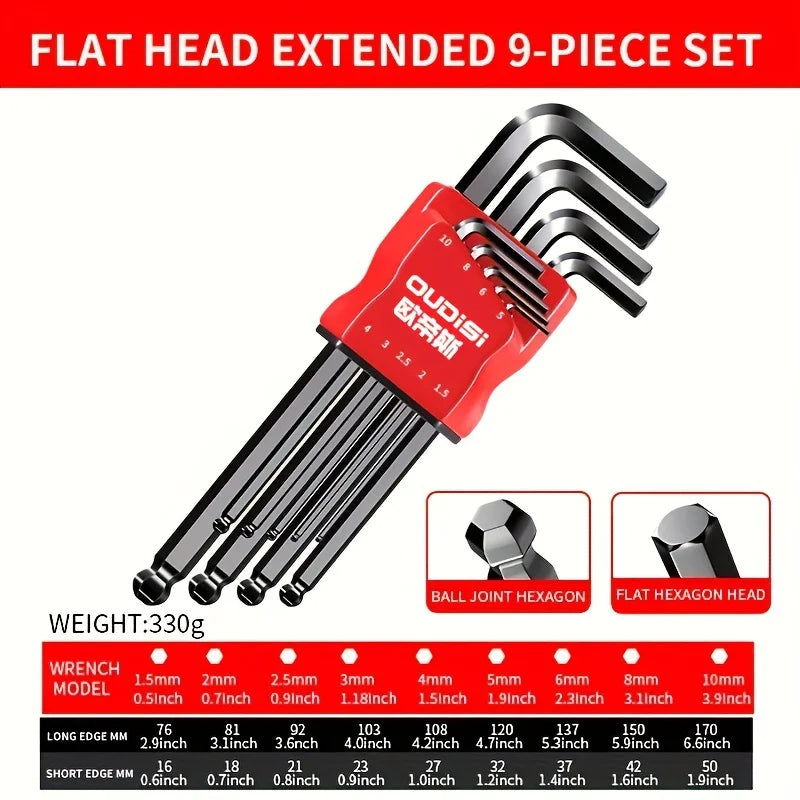 Hexagonal wrench screwdriver set, universal with socket. Suitable for motorcycle and bicycle hexagonal key set