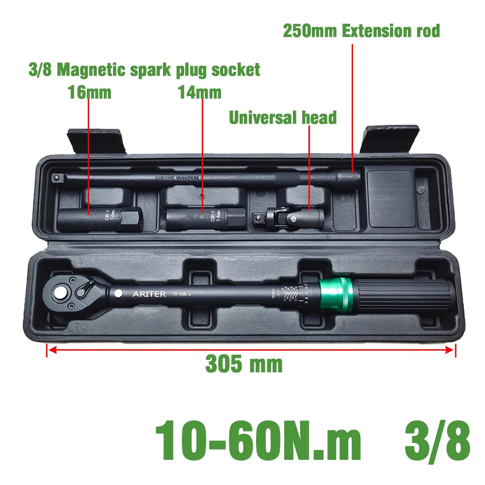 ARITER 1/4 3/8 1/2 Square Drive Torque Wrench 0.5-350N.m Accuracy 3% Car Bike Repair Hand Tools Spanner Two-way Ratchet Key