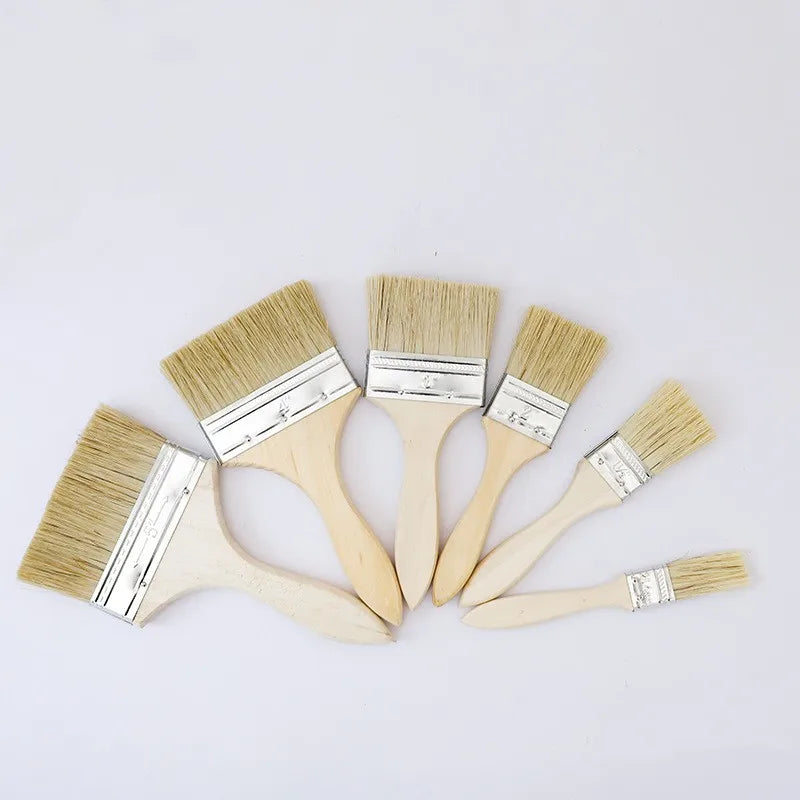 5pcs Paint Brush Wooden Handle BBQ Brush 1-6 Inch Soft Hair Brush Artist Painting Brushes for Wall and Furniture Paint Tool Set