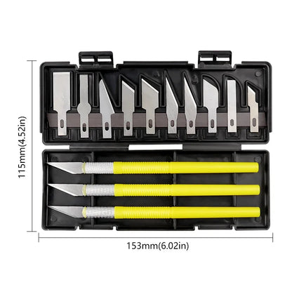 13Pcs Carving Knife Craft Sculpture Paper Cutting Blade Precision Engraving Cutter Non-Slip Hand Tool DIY Art Hobby Repair Set