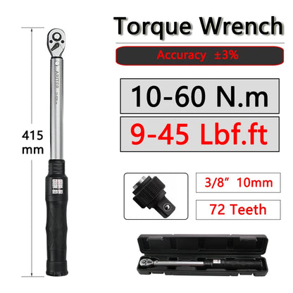 Torque Wrench N.m Lbf.ft Double unit scale 10-330N.m 3/8 1/2 Adjustable and Replaceable head Motorcycle Car Repair Tools