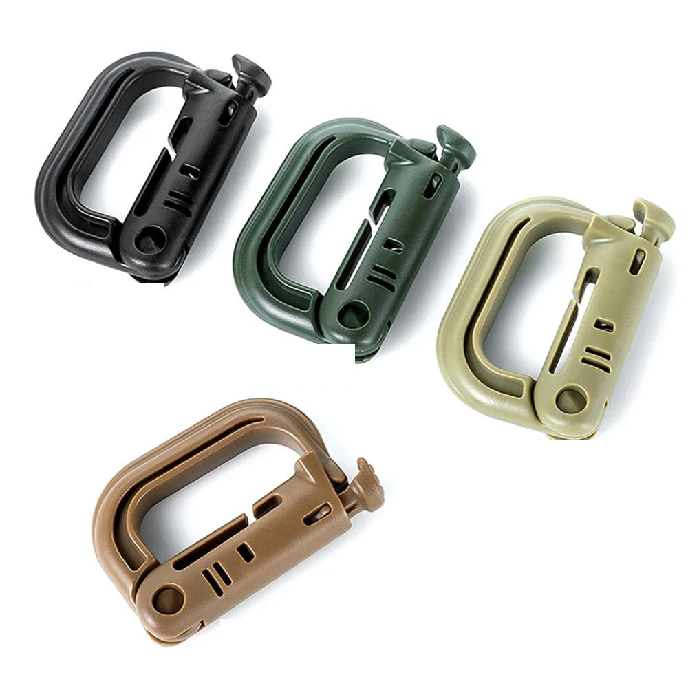 1/2/5Pcs Attach Plasctic Shackle Carabiner D-ring Clip Molle Webbing Backpack Buckle Snap Lock Grimlock Camp Hike Mountain climb