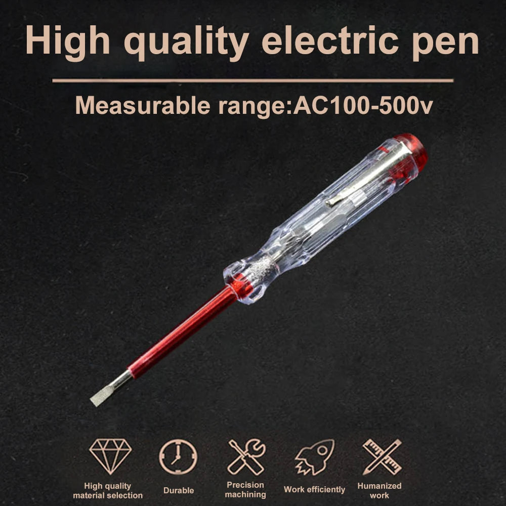 100-500V Test Pen Portable Flat Screwdriver Electric Tool Hand Tool LED Voltage Tester Multipurpose Non-contact Circuit Test Pen