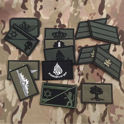 Army green Israel Iron Sword military Embroidered Badge Tactical Stickers On Clothing With Hook And Loop